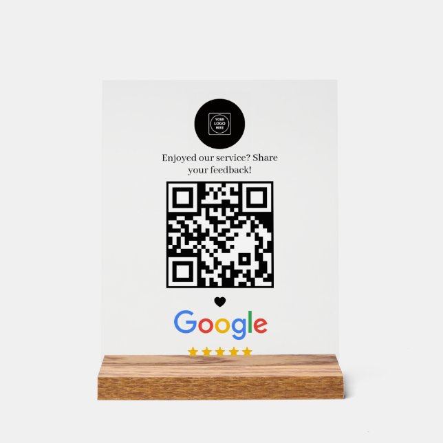 Moderne minimalistische QR-Überprüfungsanzeige Fee Acrylschild (Vorderseite)