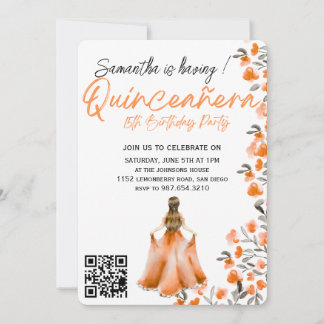 Moderne Minimalistische Quinceañera 15. Geburtstag Einladung