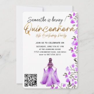 Moderne Minimalistische Quinceañera 15. Geburtstag Einladung