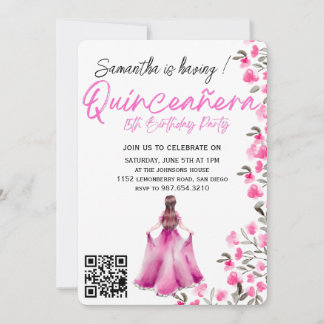 Moderne Minimalistische Quinceañera 15. Geburtstag Einladung
