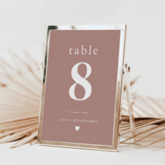 Moderne Minimalistische Quinceñera-Tischnummer Tischnummer