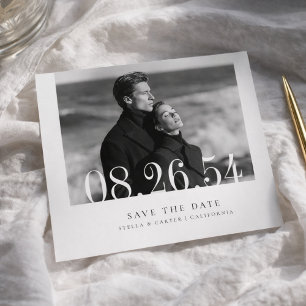 Moderne minimalistische redaktionelle Schwarz-Weiß Save The Date