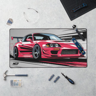 Moderne Minimalistische Rennautokultur Rot & Grau Schreibtischunterlage