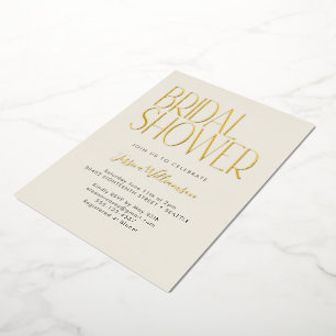 Moderne minimalistische Retro-Brautparty Gold Folieneinladung