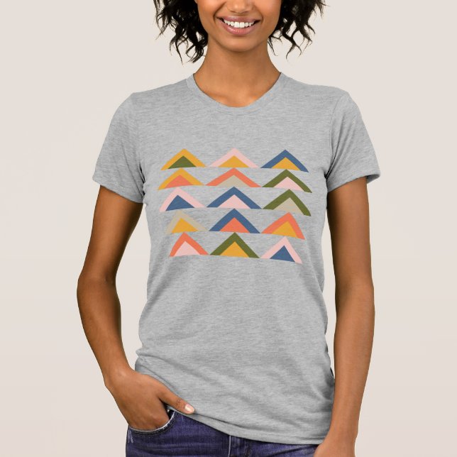 Moderne Minimalistische Retro Geometric Earthy Art T-Shirt (Vorderseite)