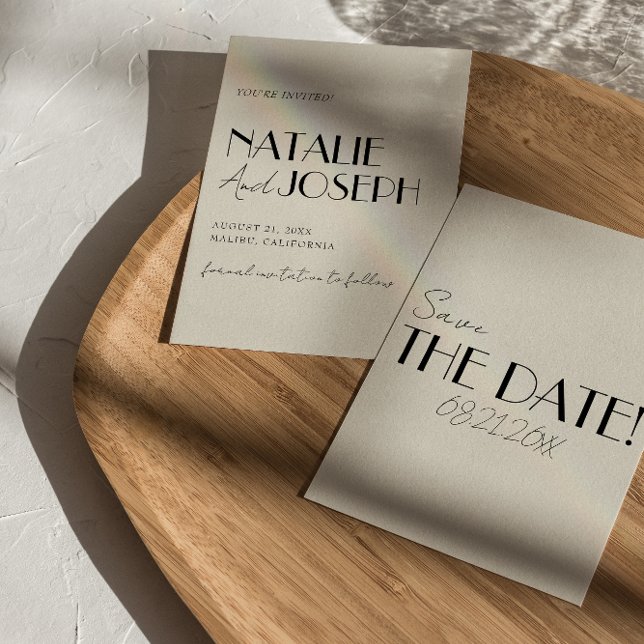 Moderne Minimalistische Retro-Hochzeit Save The Date (Von Creator hochgeladen)