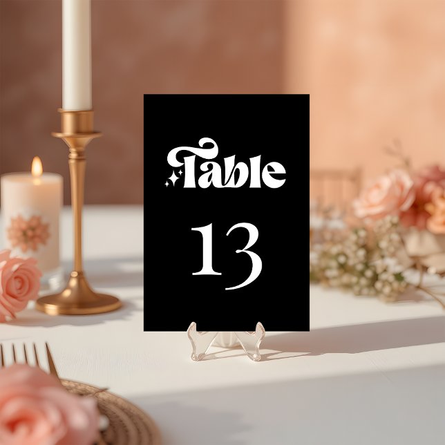 Moderne Minimalistische Retro-Schwarze Hochzeit Tischnummer (Von Creator hochgeladen)