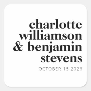 Moderne Minimalistische Retro-Typografie Schwarz/W Quadratischer Aufkleber