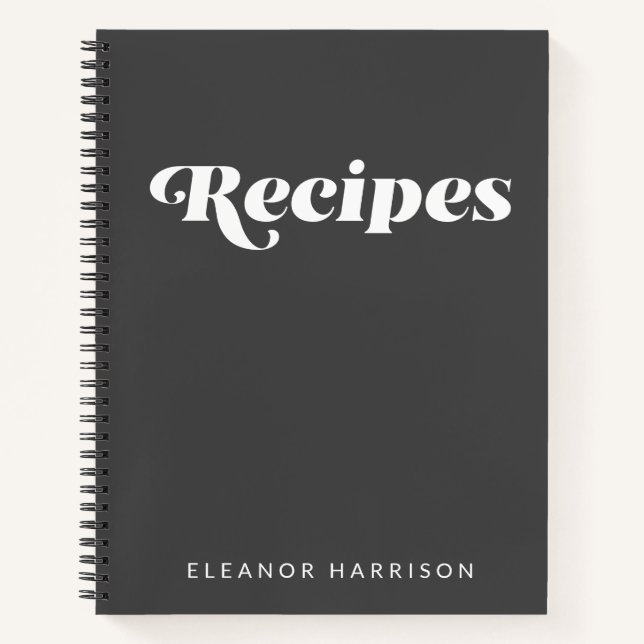 Moderne Minimalistische Retro Typografie Schwarzes Notizbuch (Vorderseite)