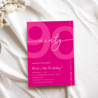 Moderne minimalistische rosa 90. Geburtstagsfeier Einladung
