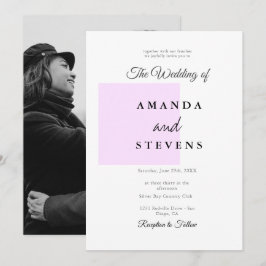 Moderne Minimalistische Rosa-Foto-Hochzeit Einladung