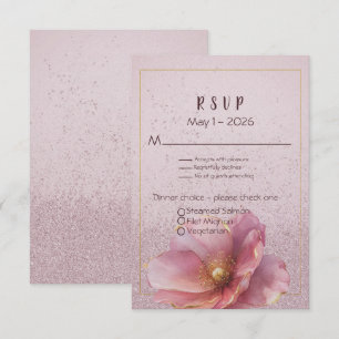 Moderne minimalistische rosa-goldene Hochzeit  RSVP Karte