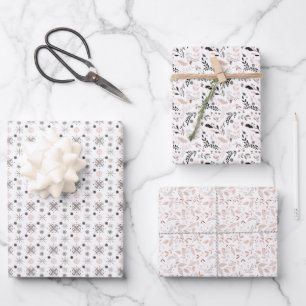 Moderne Minimalistische Rosa & Grau Weihnachtsfarb Geschenkpapier Set