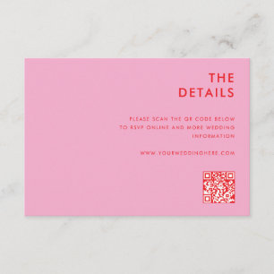 Moderne Minimalistische Rosa-Hochzeit Begleitkarte