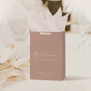 Moderne Minimalistische Rosa-Hochzeitsfeier Mittlere Geschenktüte