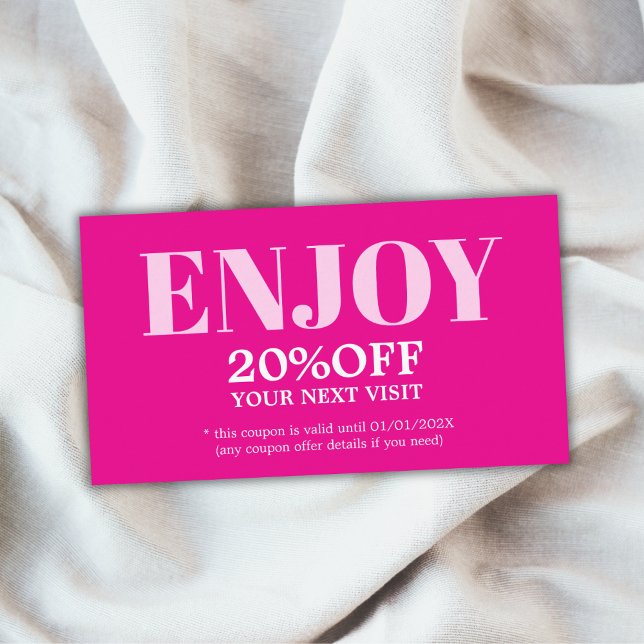 Moderne Minimalistische Rosa Rose Fett Schönheit Rabattkarte (Von Creator hochgeladen)