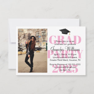 moderne minimalistische rosa Schrift Grad Party 20 Einladung