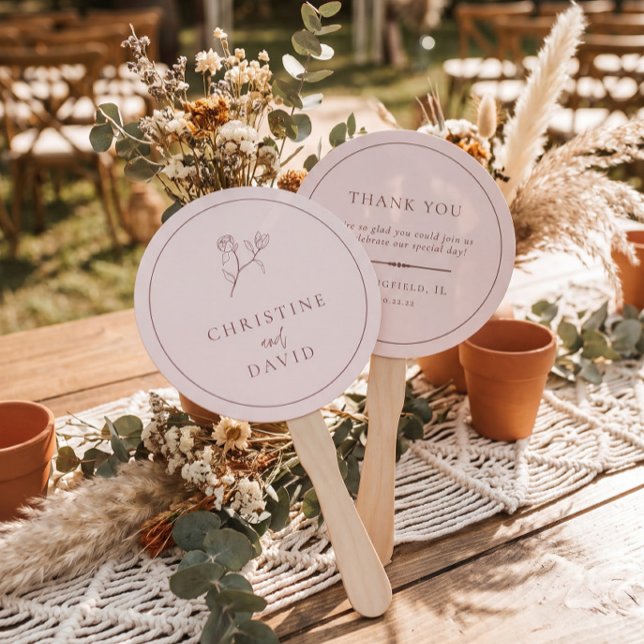 Moderne Minimalistische Rose Boho Blume Wedding Fächer (Von Creator hochgeladen)