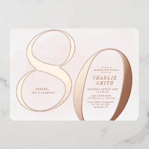Moderne, minimalistische Rose Gold 80. Folieneinladung