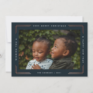 Moderne Minimalistische Rose Gold Foto Weihnachtsk Feiertagskarte