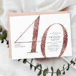 Moderne minimalistische Rose Gold Glitzer 40. Gebu Einladung<br><div class="desc">Moderne minimalistische 40. Geburtstag Party Einladung bietet stilvolle Imitate Rose Gold Glitzer Nummer 40 und Ihre Party Details in klassischen Serif-Schriftart und Kohle,  einfach und elegant,  große Überraschung Erwachsenenstein Geburtstagseinladung. Die Hintergrundfarbe kann in jede Farbe Ihrer Wahl geändert werden.</div>