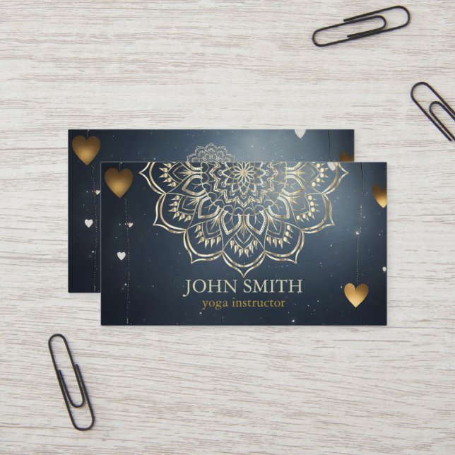 Moderne Minimalistische Rose Gold Lotus Yoga Instr Visitenkarte (Vorderseite/Rückseite Beispiel)