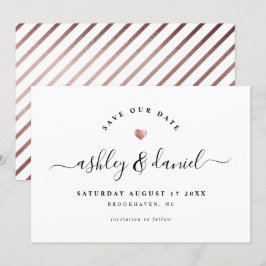 Moderne Minimalistische Rose Gold Save the Date ei Einladung