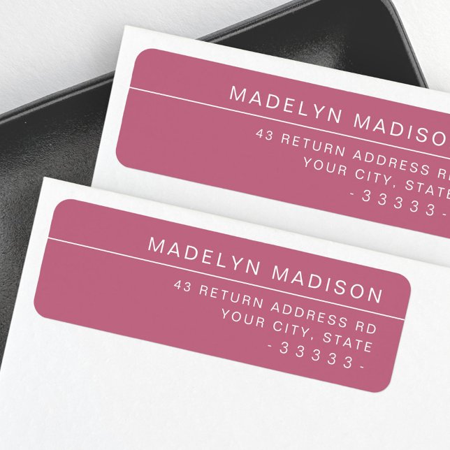 Moderne minimalistische Rose und Rücksendeadresse (Modern minimalist rose mauve return address label)