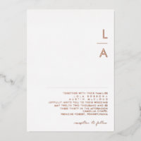 Moderne minimalistische roségoldene Monogramm-Ehe-