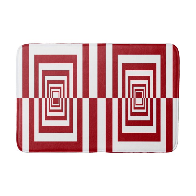 Moderne minimalistische rote Geometrie Badematte (Vorderseite)