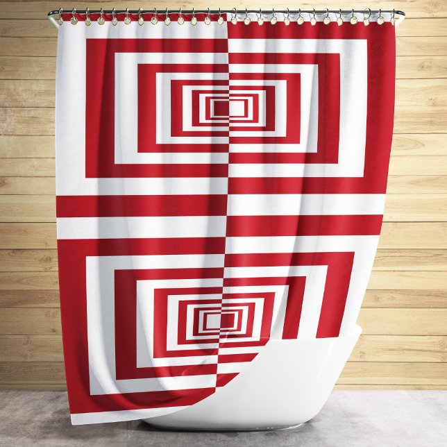Moderne minimalistische rote Geometrie Duschvorhang (Modern Minimalist Red Geometric Shower Curtain)