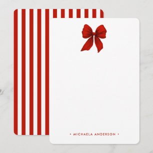 Moderne Minimalistische Rote Kokette Schleife & St Mitteilungskarte