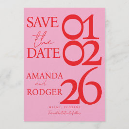 Moderne minimalistische rote rosa Save-the-Date-Ka Einladung
