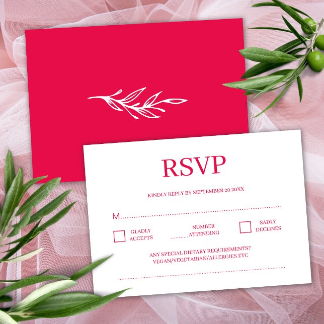 Moderne Minimalistische Rote Rose Hochzeit RSVP Begleitkarte (Von Creator hochgeladen)