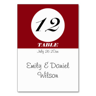 Moderne minimalistische rote und weiße Hochzeit Tischnummer