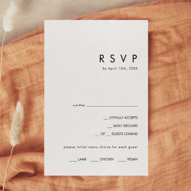 Moderne Minimalistische RSVP-Karte RSVP Karte (Von Creator hochgeladen)