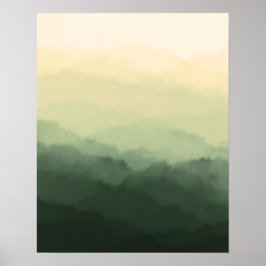 Moderne Minimalistische Rustikale Grüngebirge Abst Poster