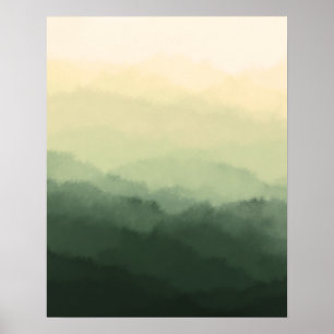 Moderne Minimalistische Rustikale Grüngebirge Abst Poster