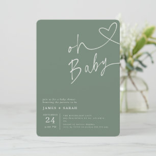 Moderne minimalistische Salbei-grüne Babyparty-Ein Einladung
