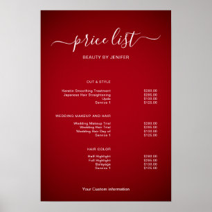 Moderne Minimalistische Salon-Preisliste für Schön Poster
