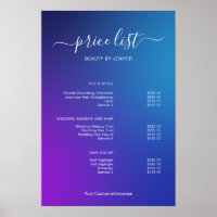 Moderne minimalistische Salon-Preisliste für Schön