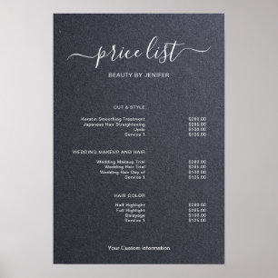 Moderne Minimalistische Salon-Preisliste für Schön Poster