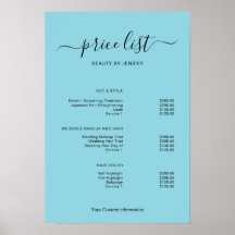 Moderne minimalistische Salon-Preisliste für Schön