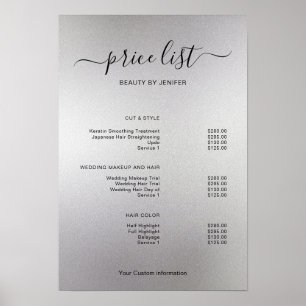 Moderne Minimalistische Salon-Preisliste für Schön Poster