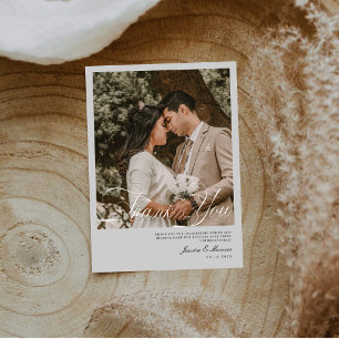Moderne Minimalistische Saubere Foto-Hochzeit Dankeskarte