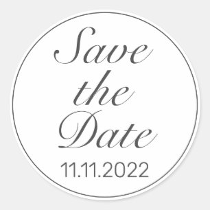 Moderne Minimalistische Save the Date Hochzeit Runder Aufkleber