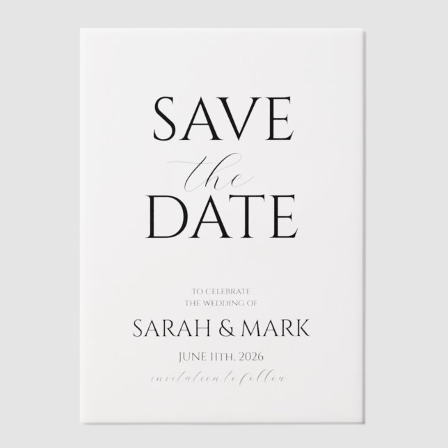 Moderne Minimalistische Save the Date-Karte (Vorderseite)