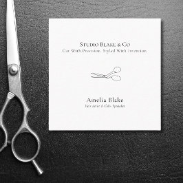 Moderne Minimalistische Schere Haarstylistin Quadratische Visitenkarte