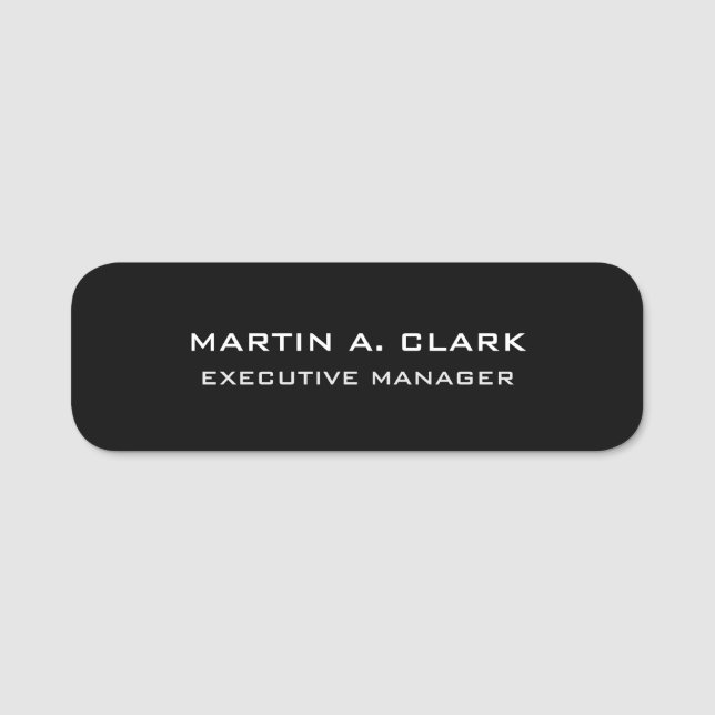 Moderne Minimalistische Schlichte Elegant Schwarz  Namensschild (Vorderseite)