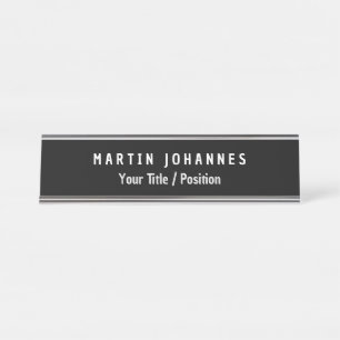 Moderne Minimalistische Schlichte Elegant Schwarz Schreibtischnamensplakette
